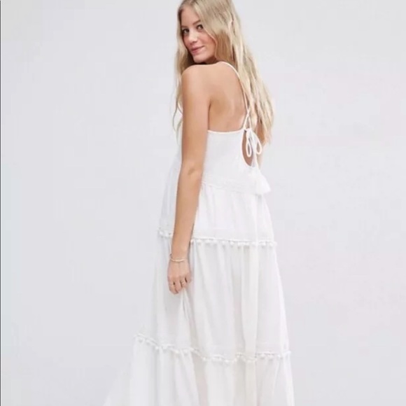 ASOS White Maternity Dress Flowy Boho Baby shower - Picture 2 of 6